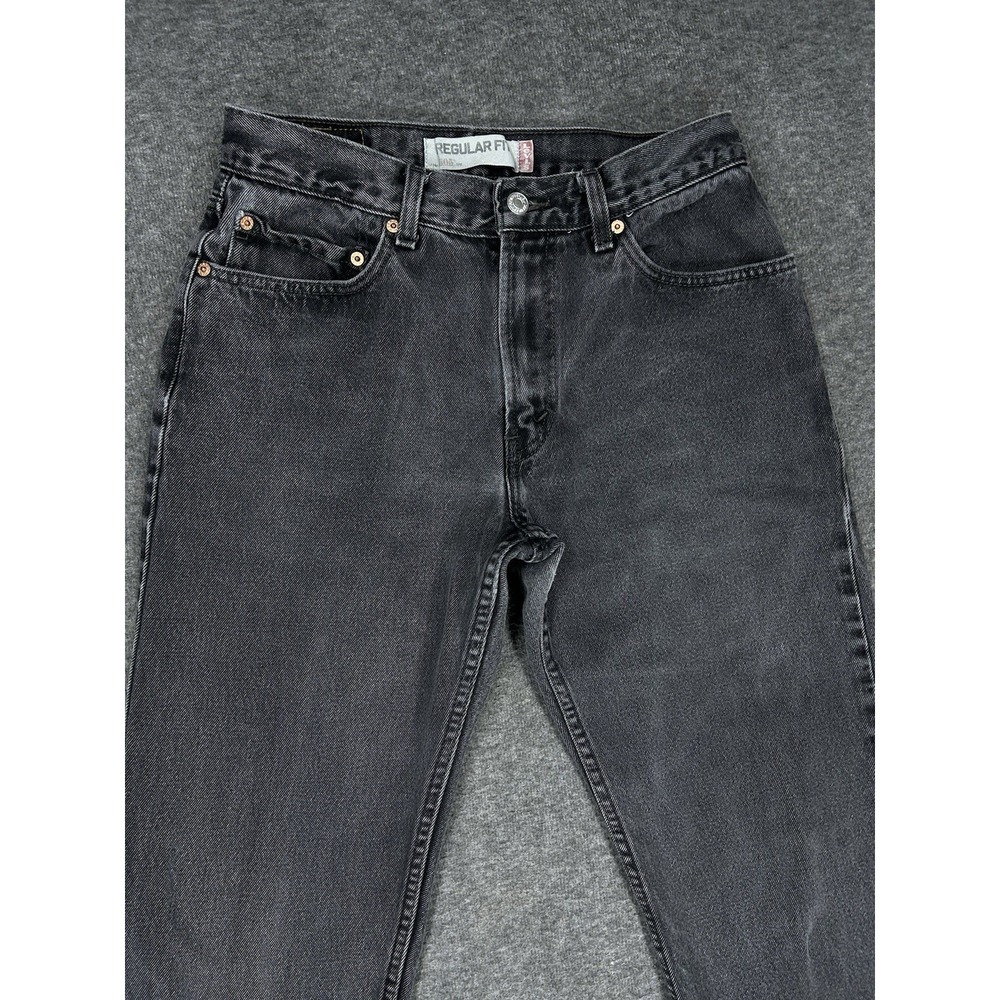 Levis 505 Regular Fit Jeans Mens 32x34 (fits 30x32) Black Denim Straight Leg Y2K - Picture 2 of 13